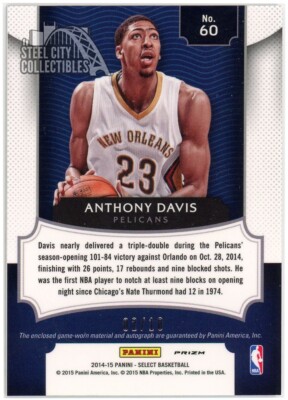 Anthony Davis 2014-15 Panini Select Prizms Gold Patch Auto Card 02 