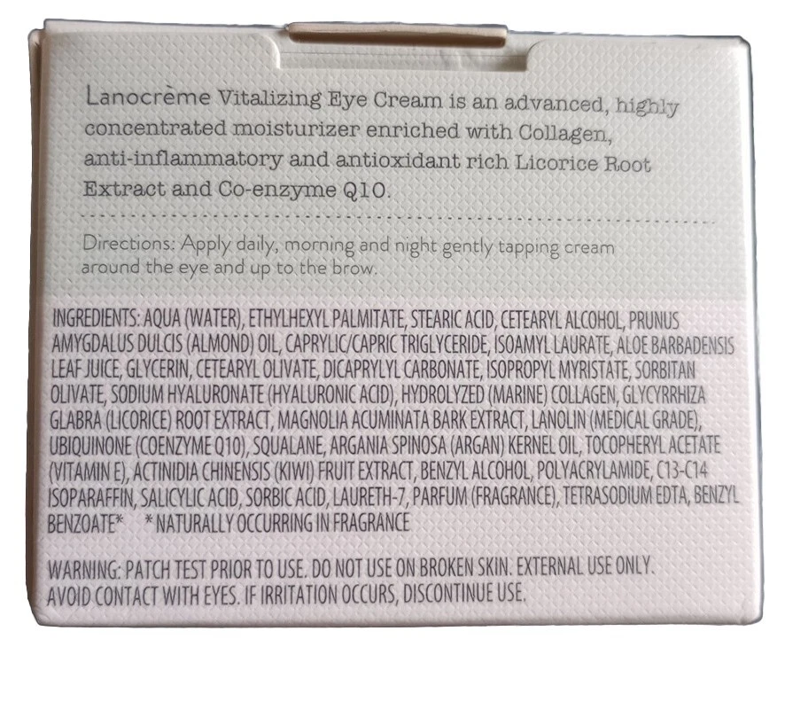NUEVA Crema Vitalizante de Ojos Lanocreme Colágeno Fórmula - 2/3 Oz 20g "Ver Detalles" Foto 3 de 4