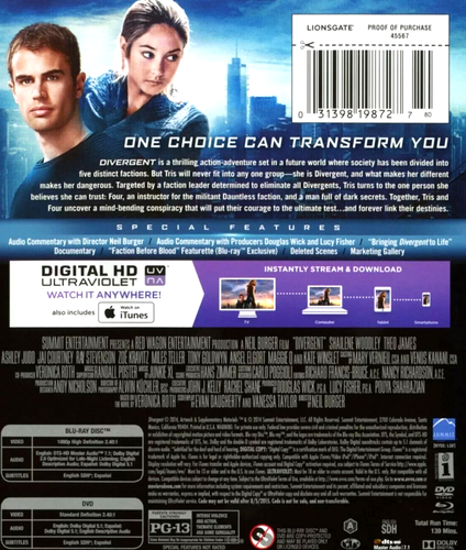 Divergent Blu-ray + DVD (2 DISC) Region 1 USA - FAST FREE POST - Picture 2 of 7