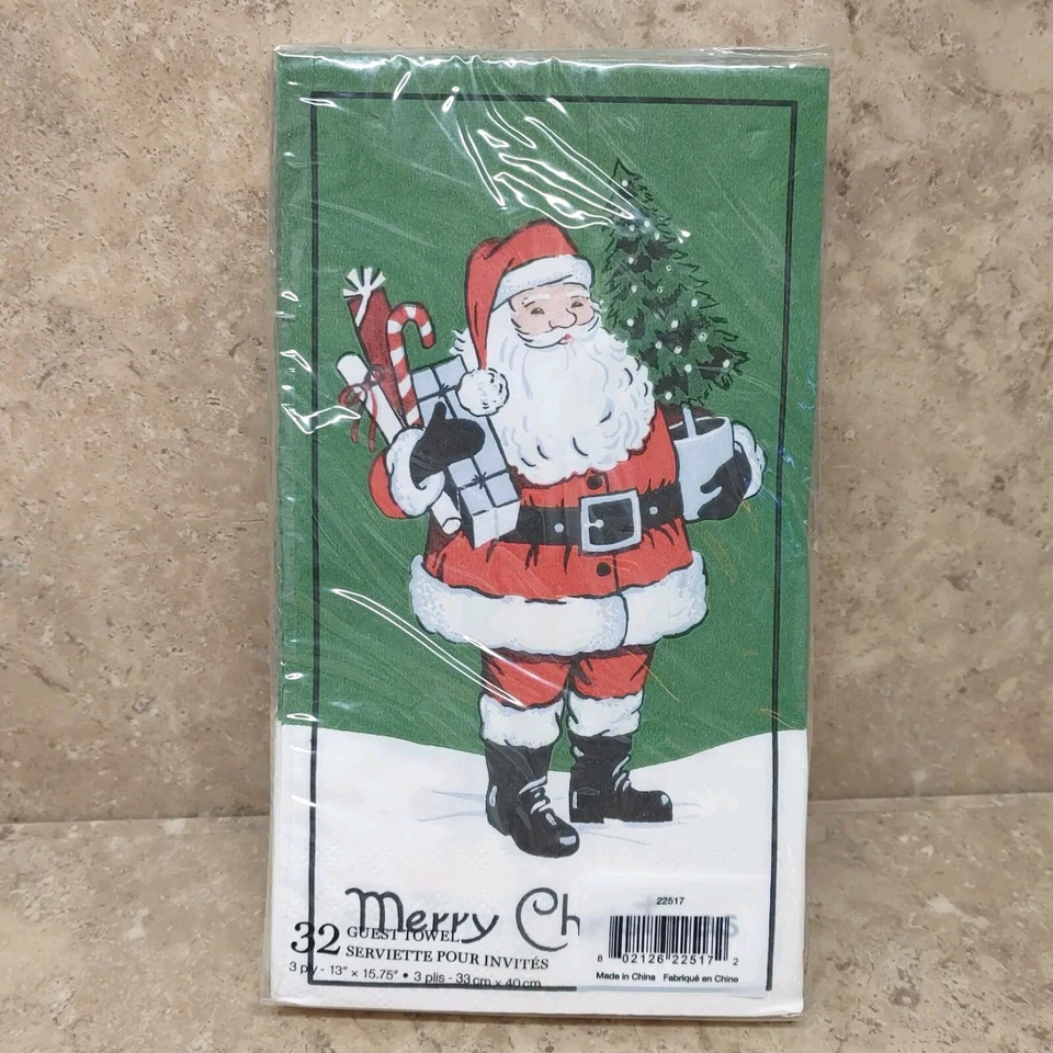 Christmas Guest Towel Napkins Santa Claus Pack Of 32- 3 Ply New - Image 4 of 4