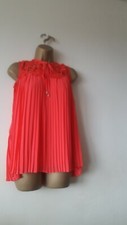 Ted Baker SHERBEY Pleated lace blouse RRP £119 Size 3 UK 12 coral/orange Top
