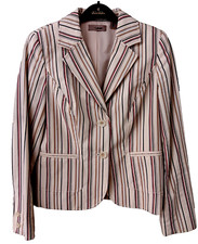 i.e. Woman's Striped Two Button Blazer Jacket Size 8
