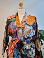 Floral handmade kantha jacket Japanese kimono style Floral kantha robe
