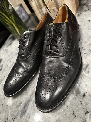 Faconnable Wingtip Dress Men Leather Shoes Black Italy Nice Shape EUC Size  11 | eBay