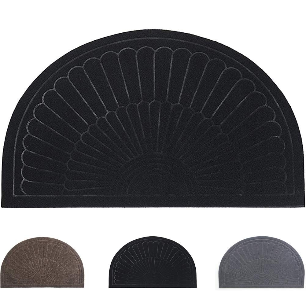 Half Round Rubber Doormat for Indoor Outdoor Use Low Profile Welcome Design