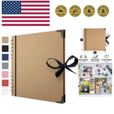 Scrapbook Album 60 Pages 8 x 8 Inch Brown Thick 200gsm Kraft Paper, Photo Alb...