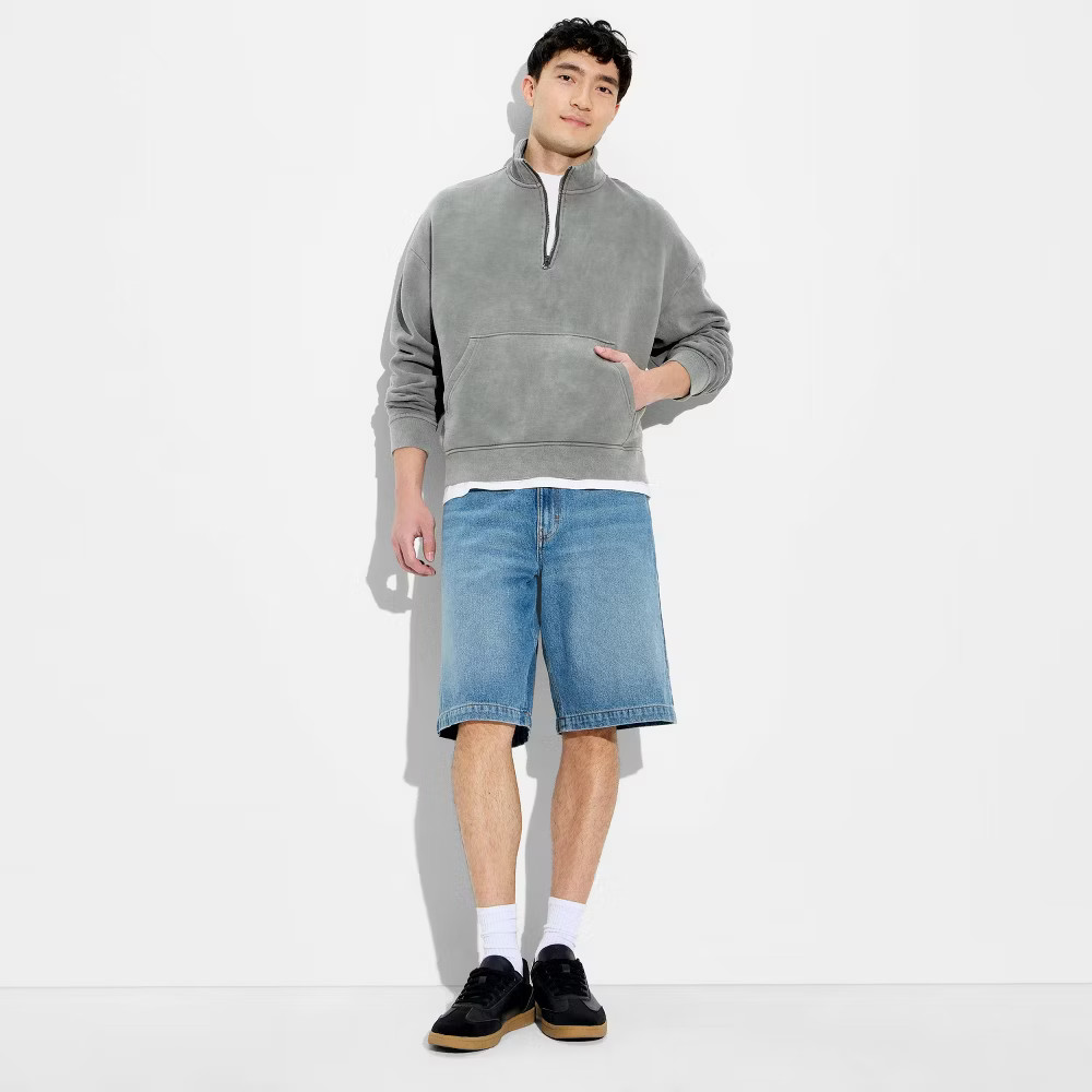 Mens Heavyweight Fleece 12 Zip Pullover Sweatshirt - Original Use Gray S 2590₽