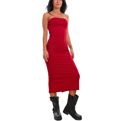Elegant Women's Ribbed Bodycon Dress Bandeau Split TOOCOOL 200433