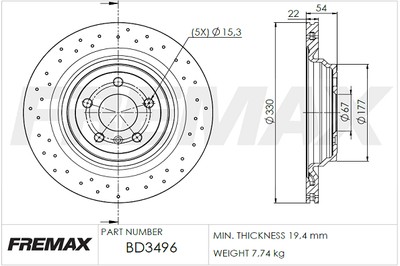 Remax BD-3496 Brake Disc for Mercedes-Benz