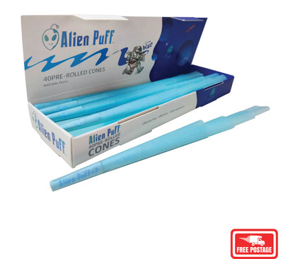 Alien Puff blaue vorgerollte Zapfen, King Size (40 Zapfen pro Packung)