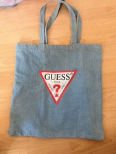 GUESS Denim Tragetasche Damen Blau Logo recht...