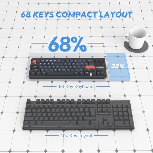 AJAZZ AKL680 Mechanical Keyboard, Bluetooth 5.0 - Picture 4 of 5