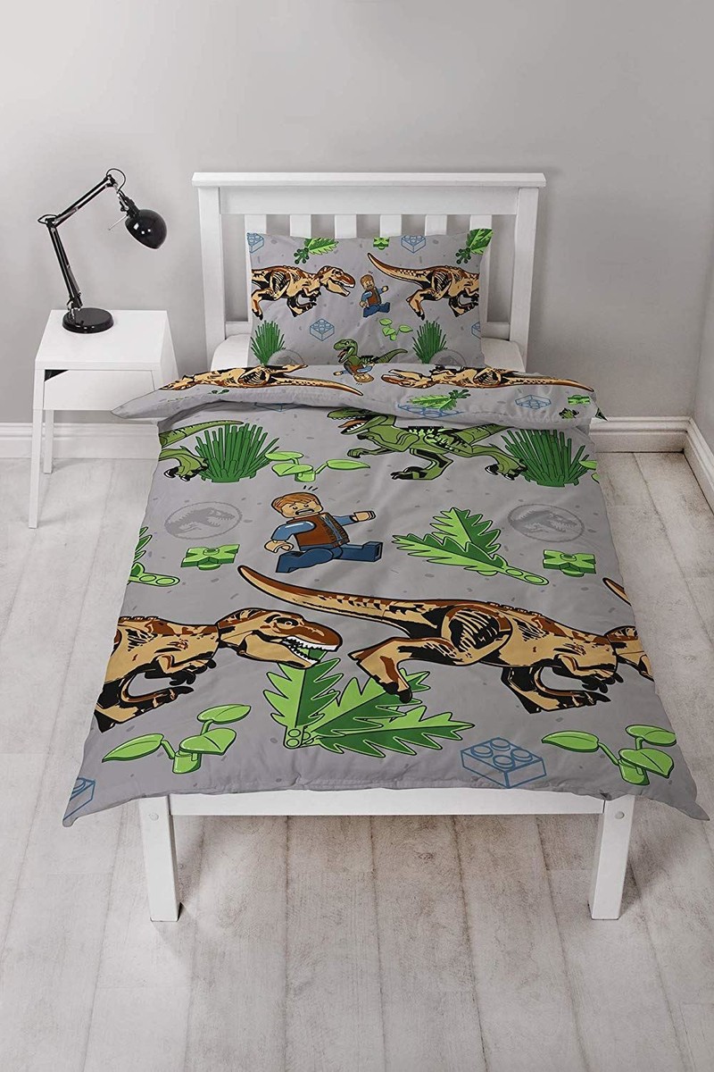 LEGO Jurassic World Single Duvet Cover Reversible Bedding Set T