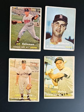 1957 Topps Baseball Card Lot (4) Wilhelm ,  Staley , Coleman, Daley