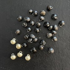 ANTIQUE VICTORIAN BLACK & PEARL SHOE BUTTONS TEDDY BEAR EYES GLOVES SWEATERS