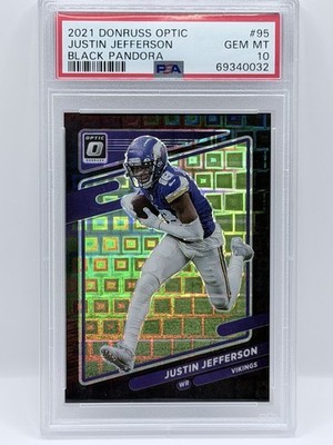 (POP 2) 2021 Panini Optic- Justin Jefferson #95 Black Pandora 25/25 PSA 10