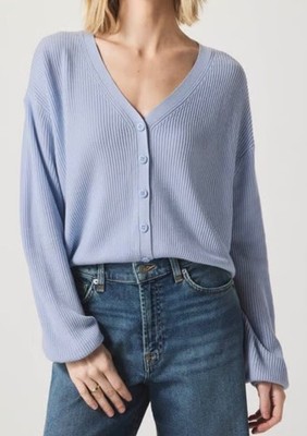 NWT Splendid Women s Bri Cashblend Cardigan Lt Blue Button Up Large $158