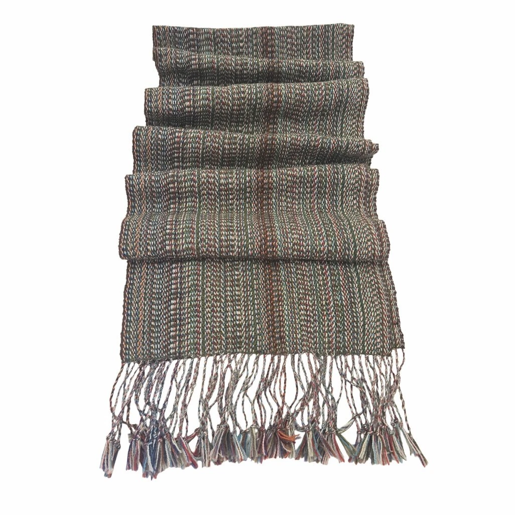 Away Textile Scarf Alpaca Multi Color Woven Rectangle Fringe Bolivia 12 X 64