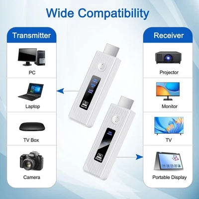 HDMI Sans fil Même écran Projecteur HD 1080P 50M Vidéo Émetteur Récepteur Blanc' - Photo 1/4