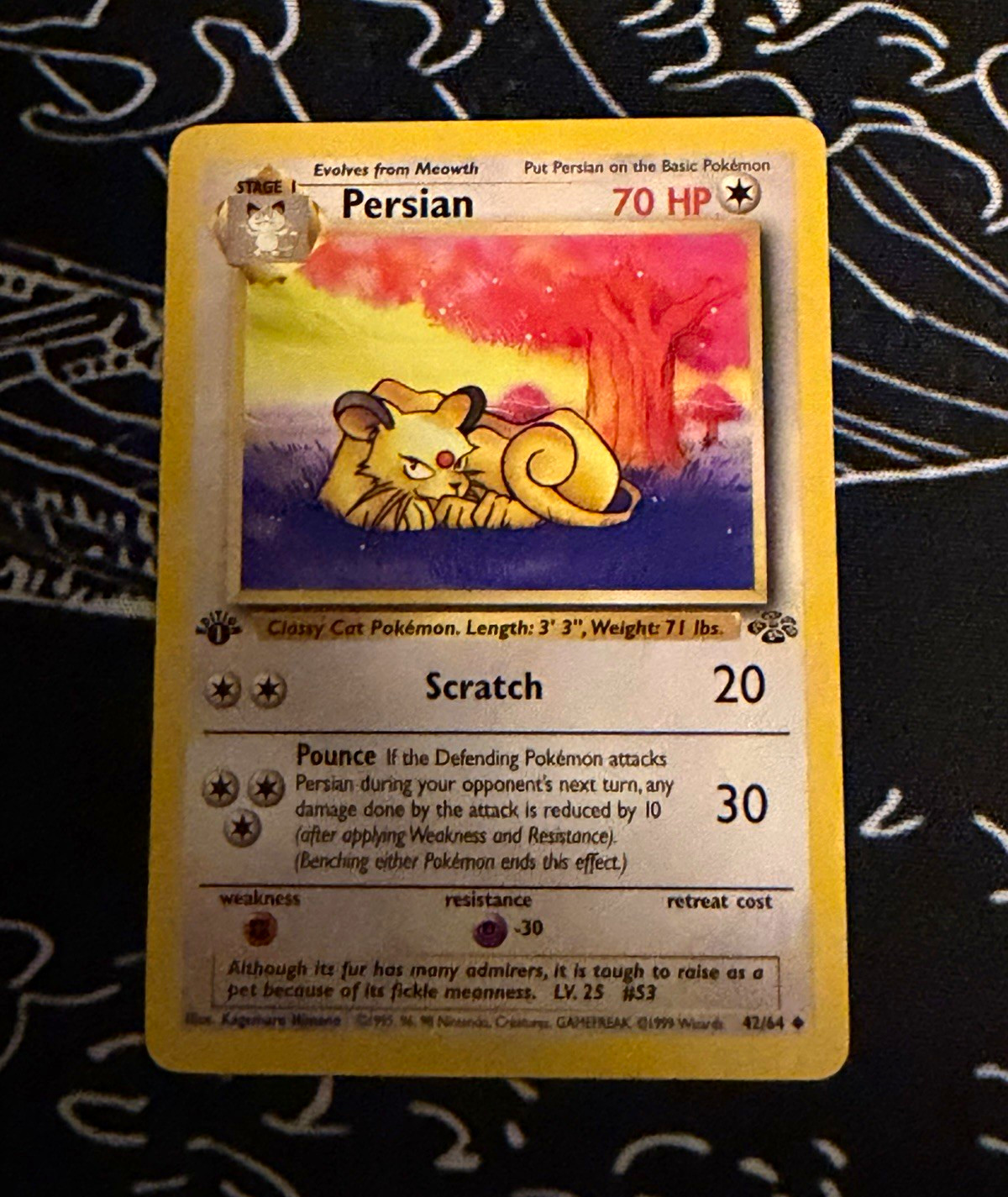 Pokémon TCG Persian 42/64 Jungle 1999 WOTC Uncommon Stage 1 70 HP Unlimited