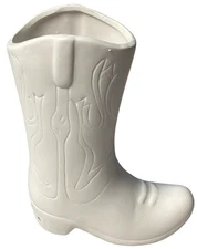 Urban Shop Ceramic Cowboy Boot Vase, Smooth, Glossy, White Finish