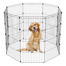 IRIS USA 500274 48" 8-Panel Metal Dog Puppy Playpen, Foldable, Black