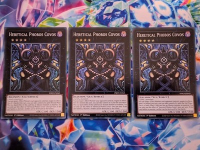Yugioh Karten Playset 3x Heretical Phobos Covos INFO-EN045 Super Rare Englisch