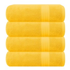 Cotton 4 Pack Bath Towel Set 100 Pure 4 Towels 27x54 Mustard Yellow