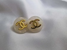 LOT OF TWO CHANEL WHITE ACRYLIC BUTTONS 22MM