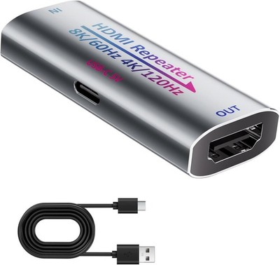 Aktiver HDMI 2.1 Booster Repeater 8K@60Hz 4K@240Hz Signalverstärker Extender 50m