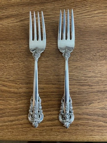 Set of 2 Wallace Grande Baroque Sterling Silver 6-1/2" Salad Fork No Monogram