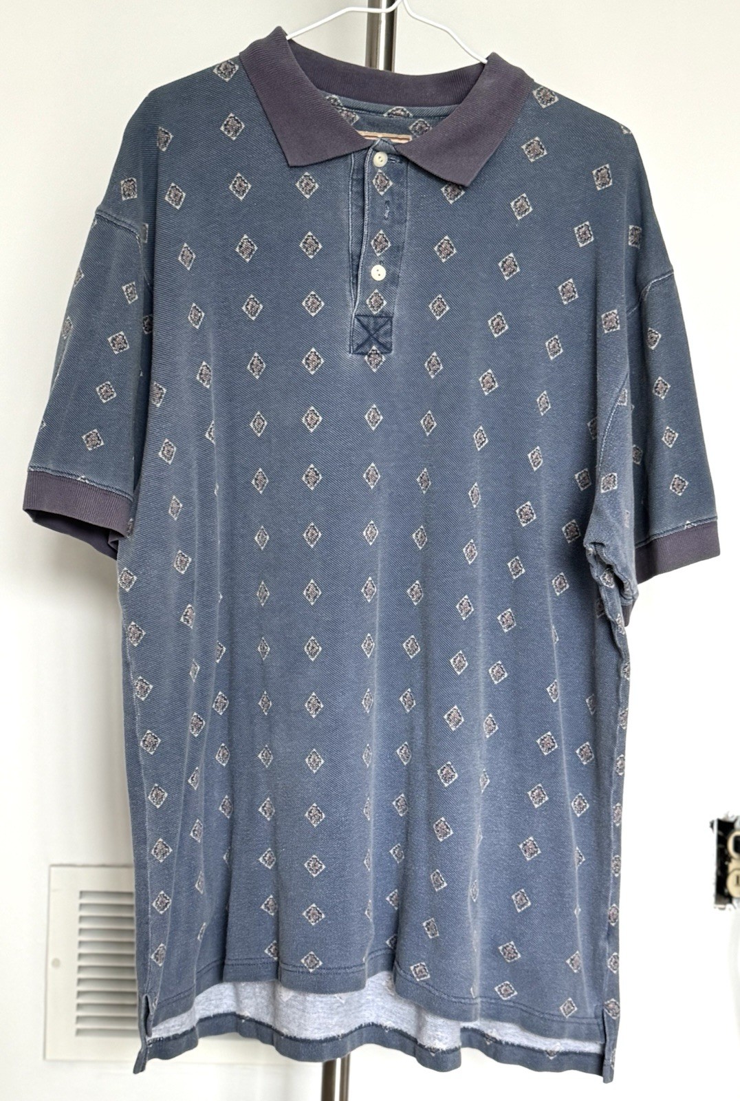 Vintage Woolrich Rugby Polo Collared Short Sleeve Shirt Faded Blue Purple