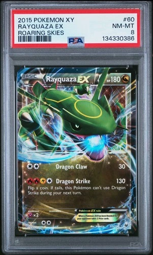 2015 POKEMON XY ROARING SKIES #60 RAYQUAZA EX PSA 8