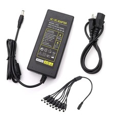 12V 5A 2-Prong Power Adapter with 8-Way Splitter Cable for CCTV DVR