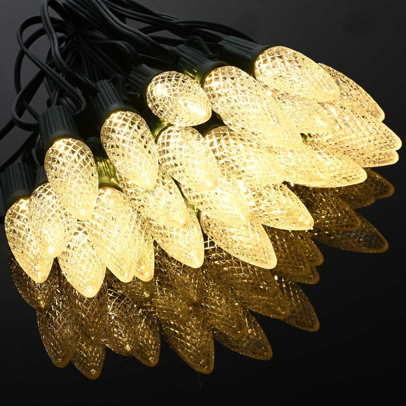DELight 25PCS C9 LED Christmas Light Bulbs Replacement Warm White UL Listed