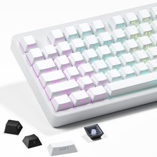 SDYZ White Keycaps - Side Print PBT Keycaps 60 65 75 100 Percent, Double Shot...
