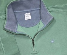 Brooks Brothers 1/4 Zip Ribbed Long Sleeve Mock Neck Green Pullover Men 2XL