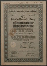 Rabbethge & Giesecke Aktiengesellschaft 1941 4% TSV 500 RM