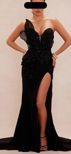 Black Embellished Gown With Train XL