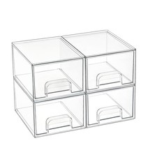 4 Pack Small Clear Stackable Storage Drawers,Acrylic Bathroom 4pack-Clear