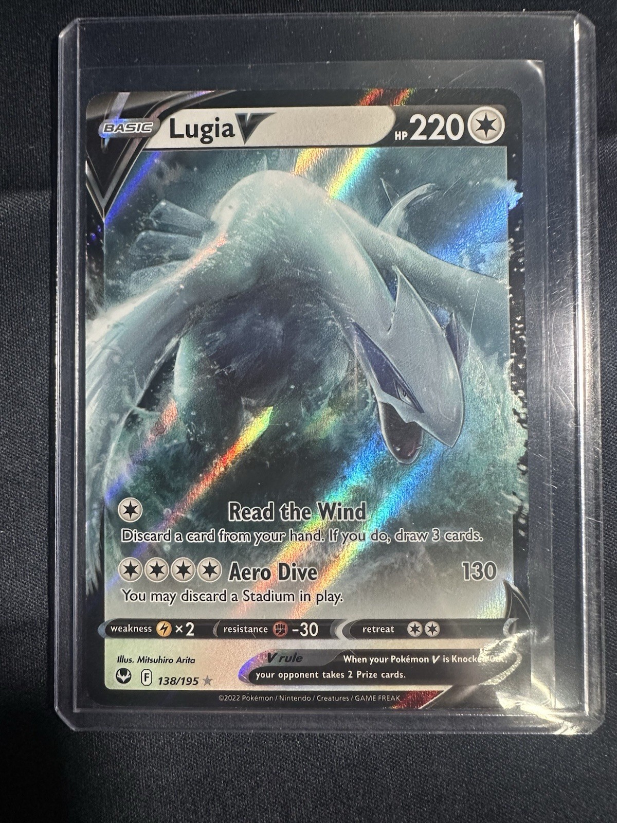 Lugia v Silver Tempest Holo Card 138/195SWSH12 Sword & Shield NM Condition