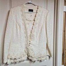VTG David Rose Ivory Lace Layered Wedding Evening Jacket Women's 16 USA Romantic