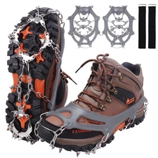 WIN.MAX Crampons 19 Spikes Ice Snow Grips for Shoes Boots Traction Cleats