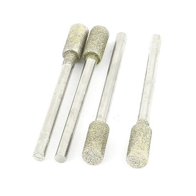 4pcs Diamond Cutters 3mm Shank 5mm Cylinder Head Mounted Points Bit Grinding