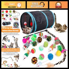 21 Pcs Interactive Cat Toy Set - Collapsible Tunnel, Feather Wands  Balls for K