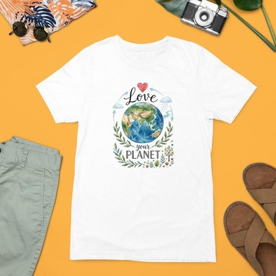 Love Your Planet T-Shirt Earth Day Eco Friendly Global Awareness Geschenk
