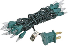 8.5 Feet 20 Bulb Clear Mini Light String on Green Wire, Non-Connectable Incan...