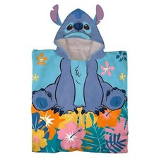 New Disney Lilo Stitch Kids Hooded Poncho Towel Cotton Beach Bath Towel Blue