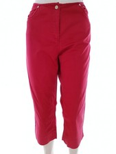 Chic Trousers Pink Twill Cotton Blend Pencil Button Front Pockets Stretch US 10