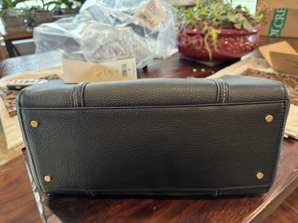 Bolso de hombro grande Tory Burch 144689 Thea en cuero granulado negro nuevo con etiquetas Foto 4 de 4